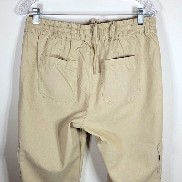 J.Crew Linen Blend Khaki Cargo Drawstring Cropped Pants Sz 8 NWT - Picture 7 of 8